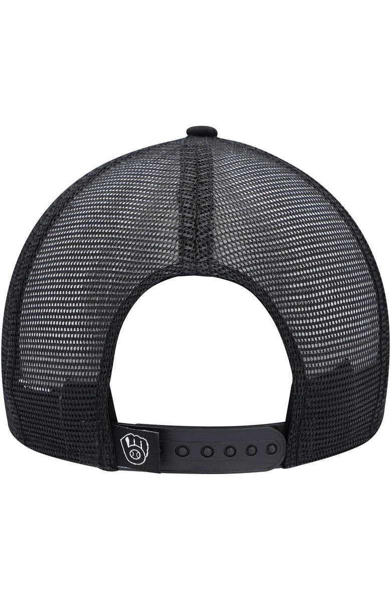 New Era Men's New Era Black Milwaukee Brewers Street Trucker 9FIFTY Snapback Hat, Alternate, color, Black