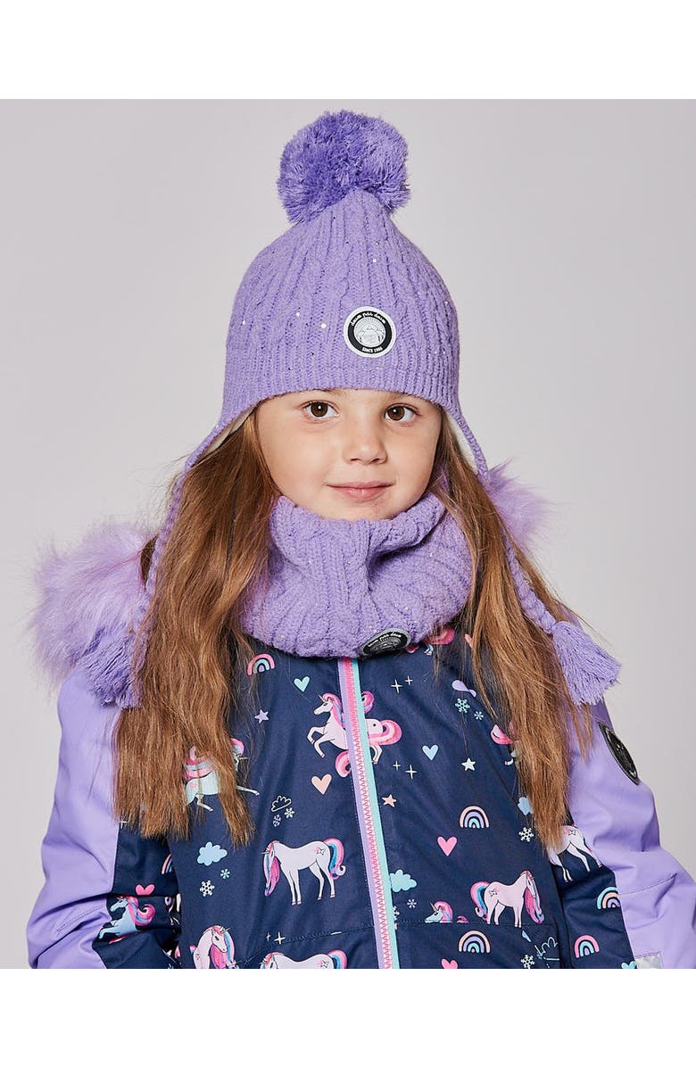 Deux par Deux Lined Winter Hat with Pompom, Main, color, Lavender