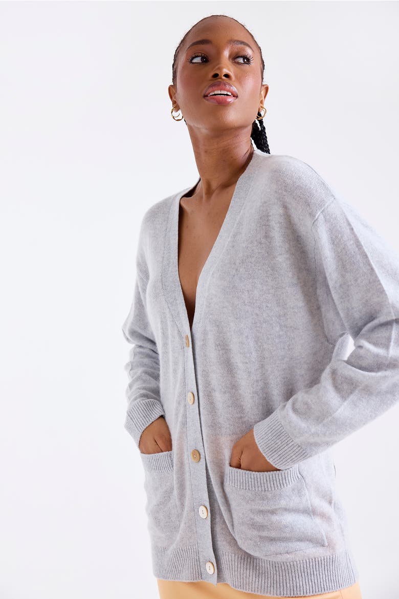 Oceane Oversize 100% Cashmere Cardigan, Alternate, color, SUPER GREY