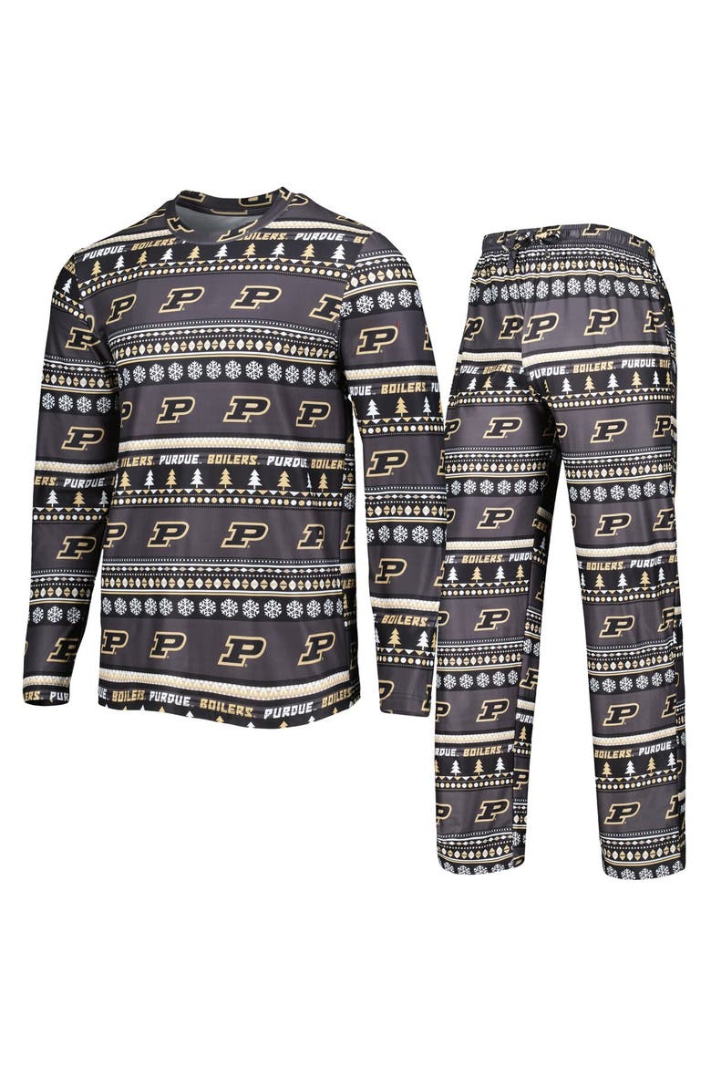 Men's Concepts Sport Black Purdue Boilermakers Swivel Long Sleeve T-Shirt & Pants Sleep Set, Alternate, color, Black