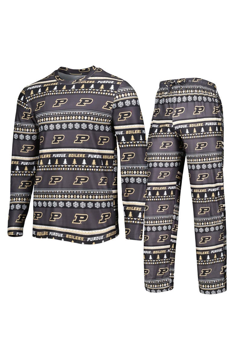CONCEPTS SPORT Men's Concepts Sport Black Purdue Boilermakers Swivel Long Sleeve T-Shirt & Pants Sleep Set, Alternate, color, Black