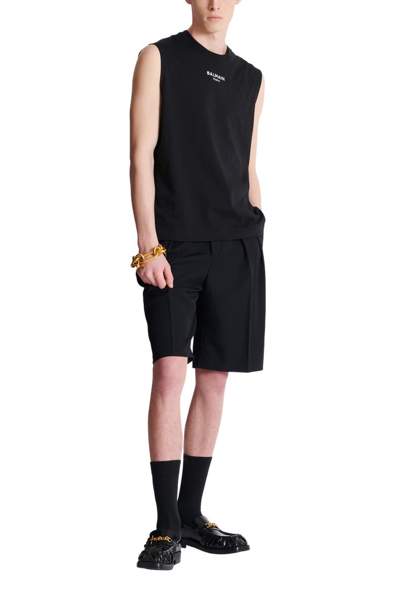 Embroidered Balmain Paris tank top, Alternate, color, black