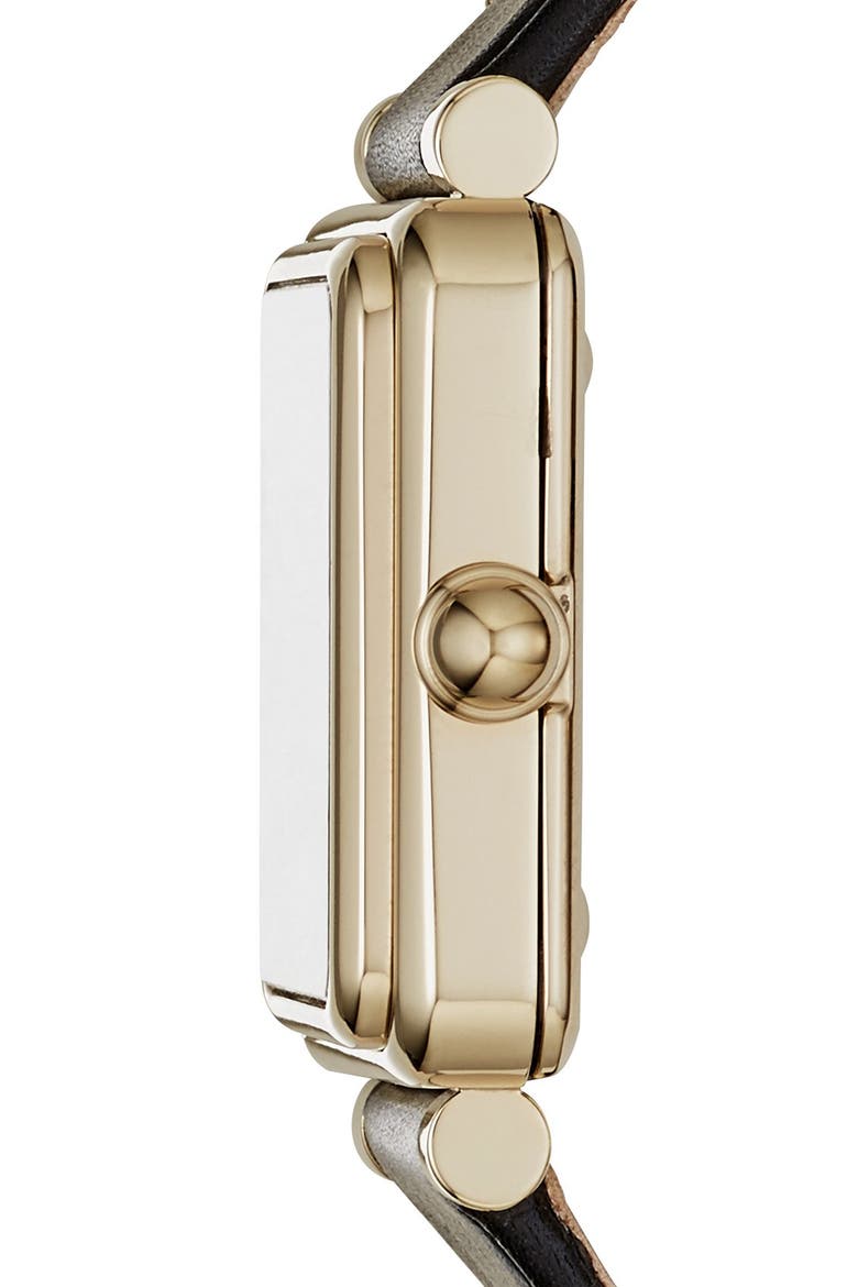 'Vic' Leather Strap Watch, 30mm, Alternate, color, BLACK/ WHITE/ GOLD