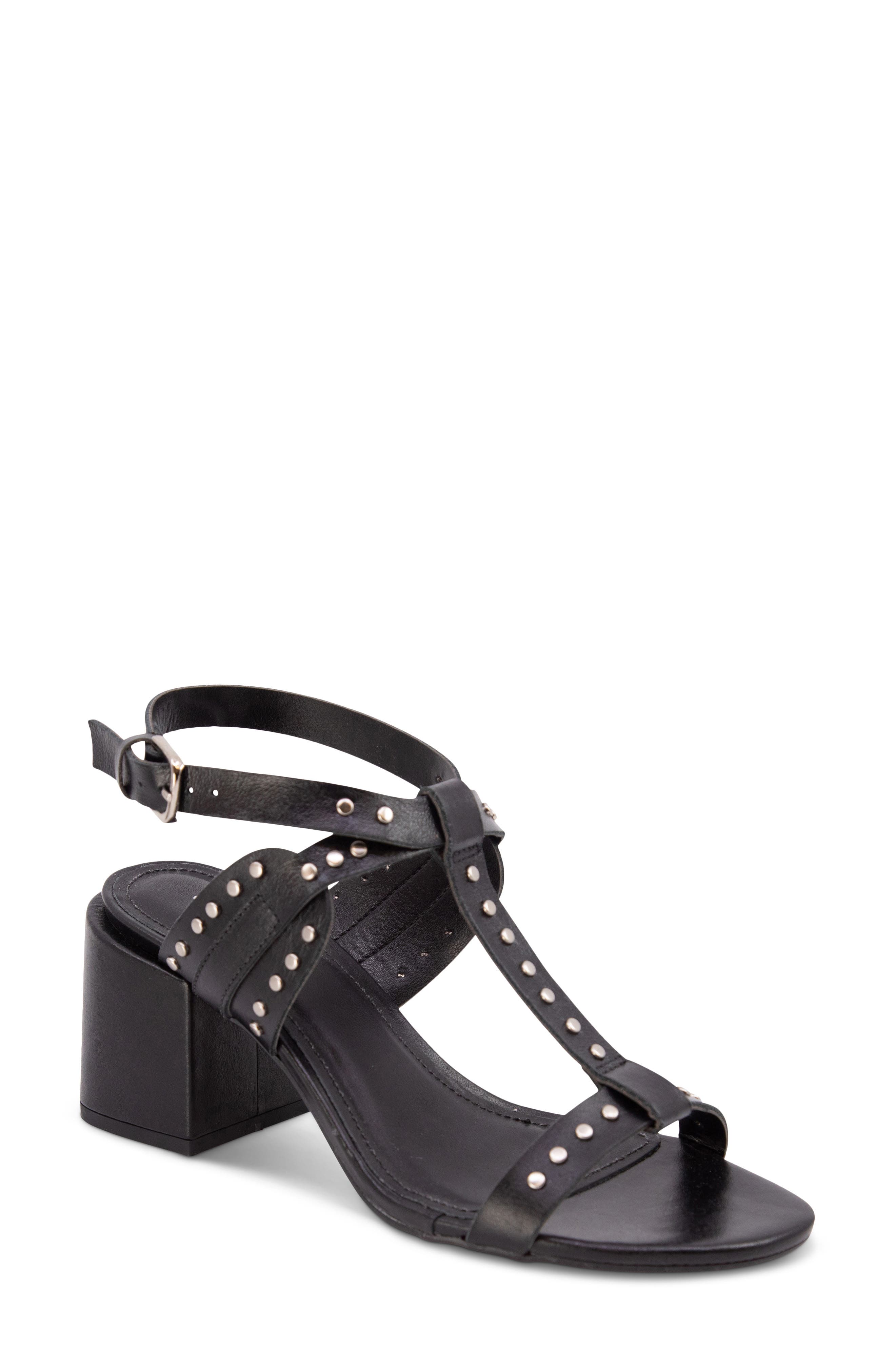 Chocolat Blu Edella Studded Ankle Strap Sandal, Main, color, Black Leather