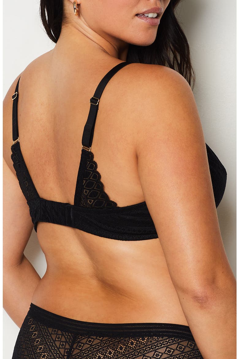 Gravure Underwire Minimizer Demi Bra, Alternate, color, BLACK