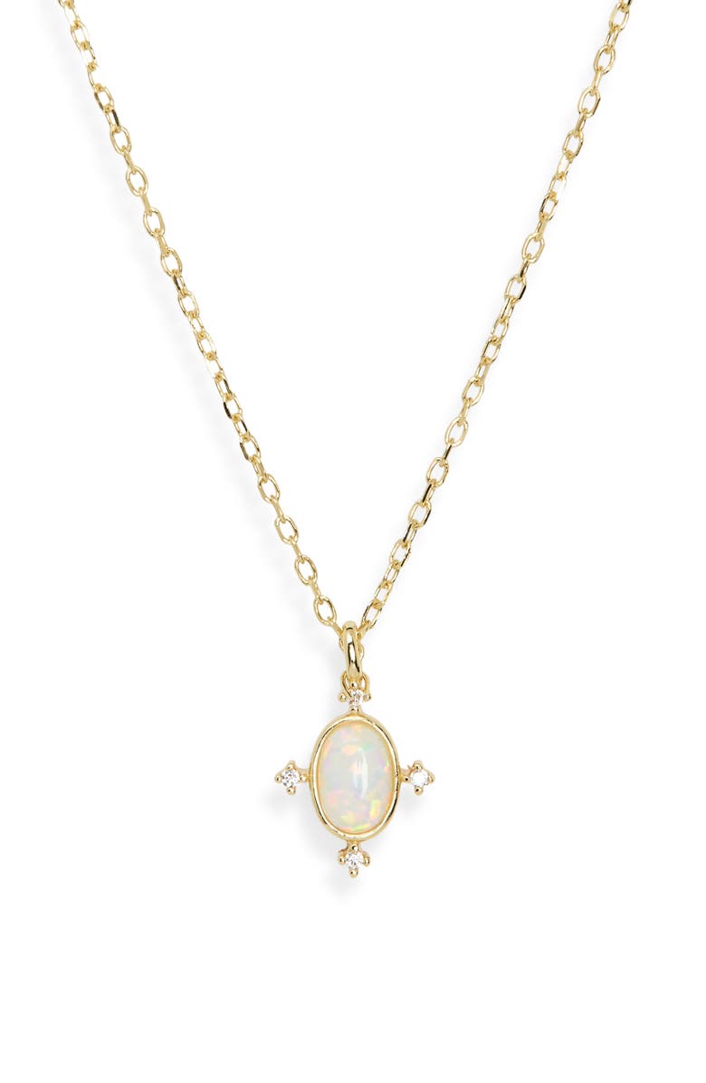 ARGENTO VIVO Imitation Opal & Cubic Zirconia Pendant Necklace, Alternate, color, Gold