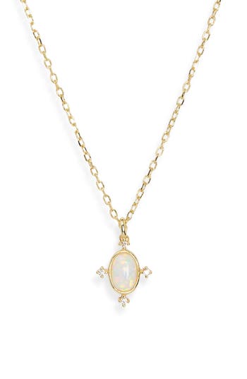 Argento Vivo Imitation Opal & Cubic Zirconia Pendant Necklace