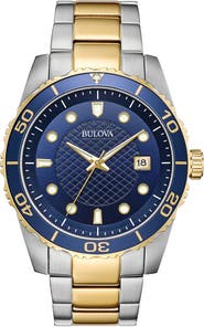 BULOVA Men's Two-Tone Stainless Steel Bracelet Watch, 43mm