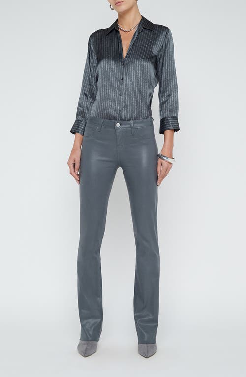 L'agence Sneeki Low Rise Raw Hem Straight Leg Jeans In Gray