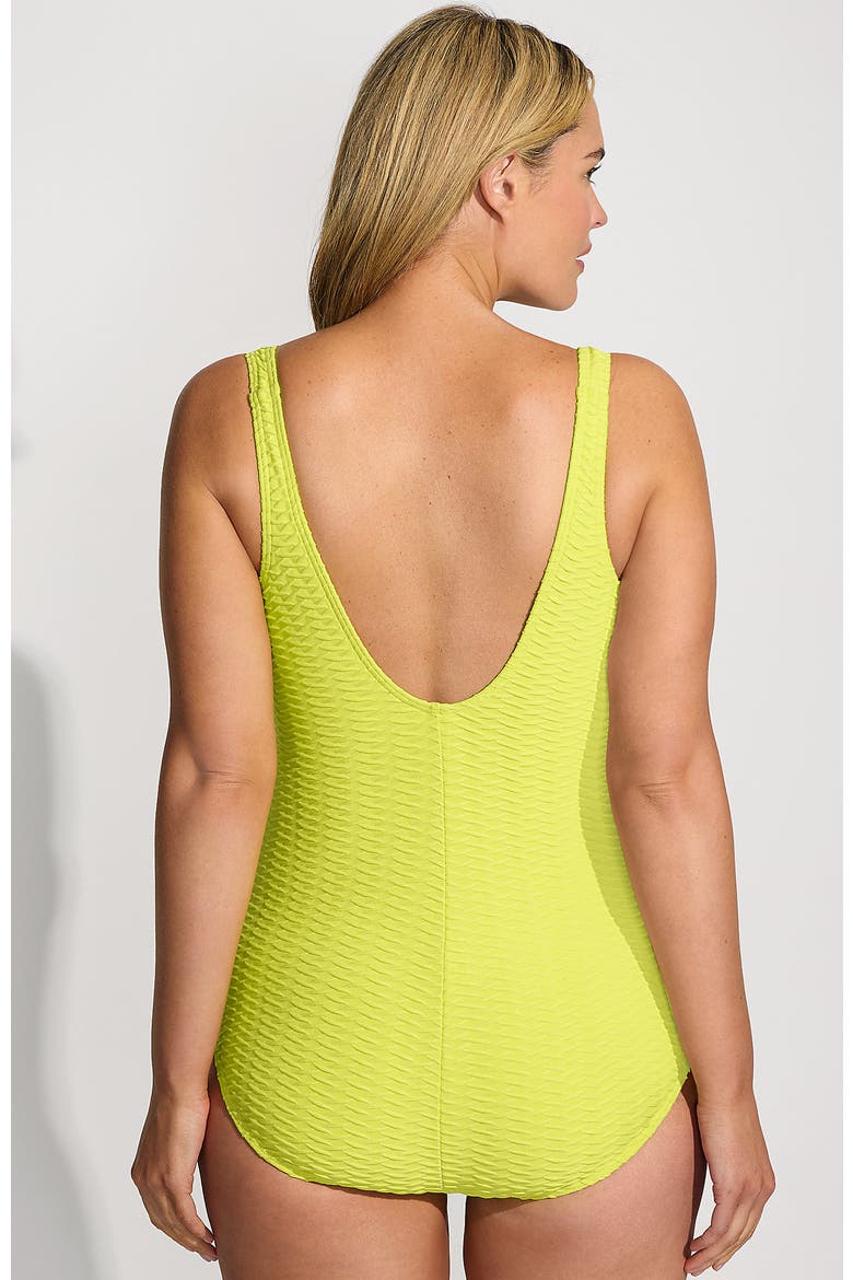 Tugless Low Leg One Piece Swimsuit, Alternate, color, Sunlight Lime Diamond Jacquard