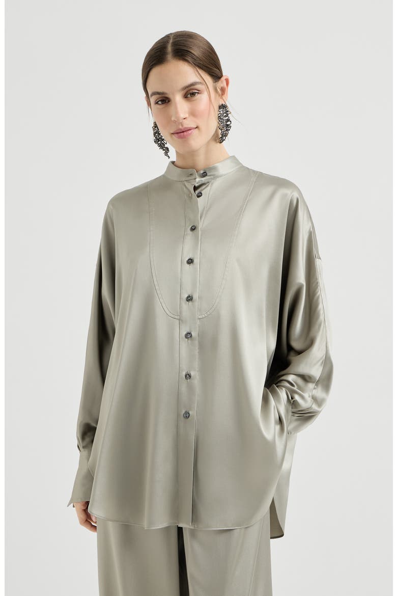 Mandarin-collar shirt, Main, color, Olive