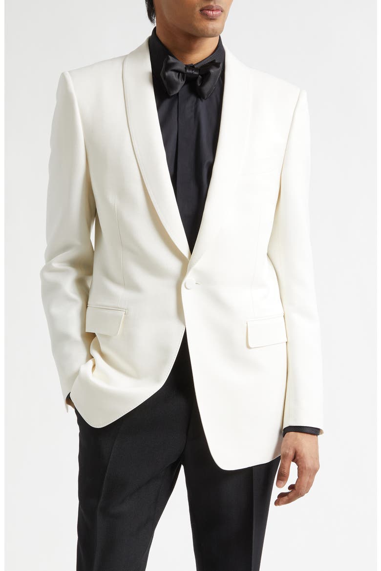 Wool & Silk Faille Dinner Jacket, Main, color, WHITE