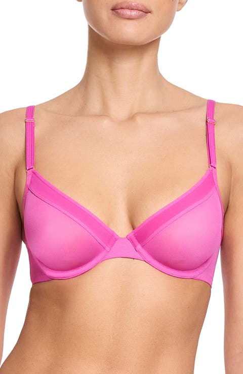 Underwire Unlined Mesh Plunge Bra