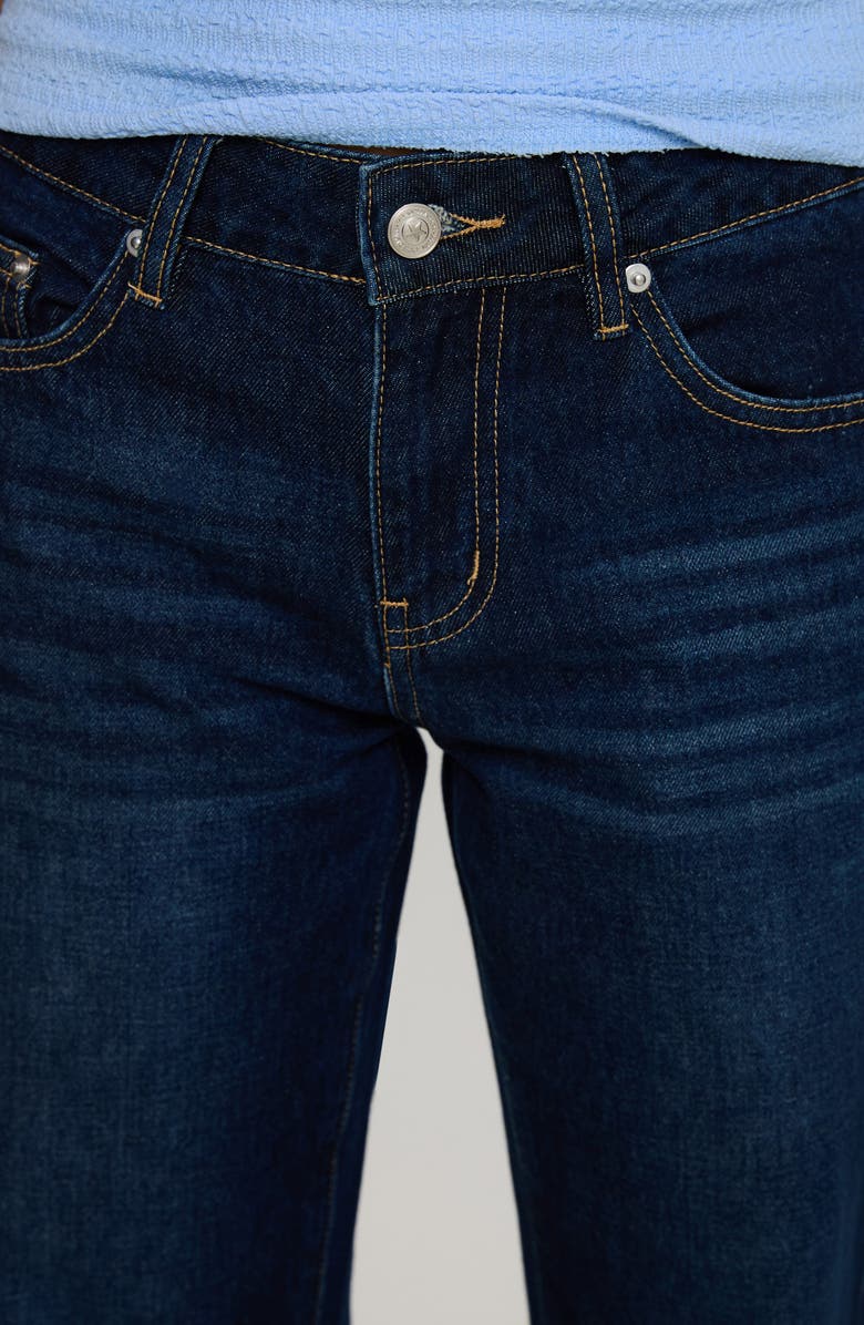 Princess Polly Rearview Low Rise Flare Leg Jeans, Alternate, color, Dark Blue