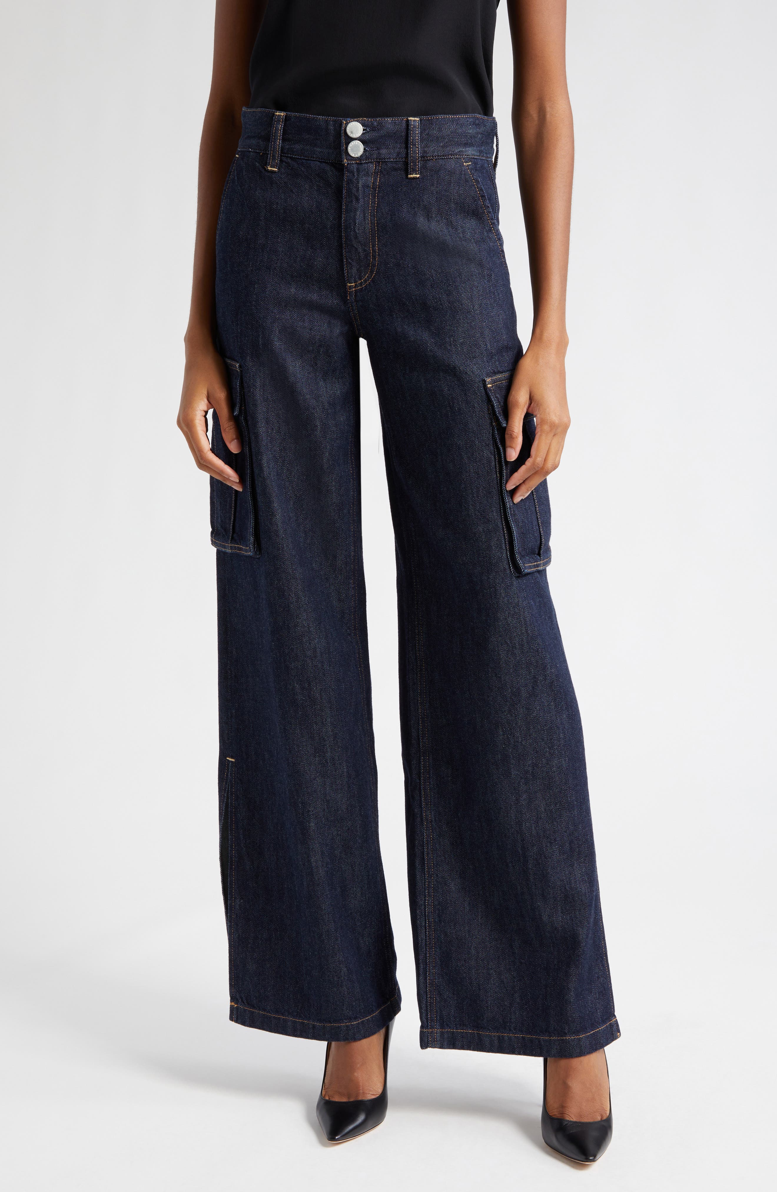 ALICE + OLIVIA Kal High Waist Baggy Cargo Jeans (Women) | Nordstromrack
