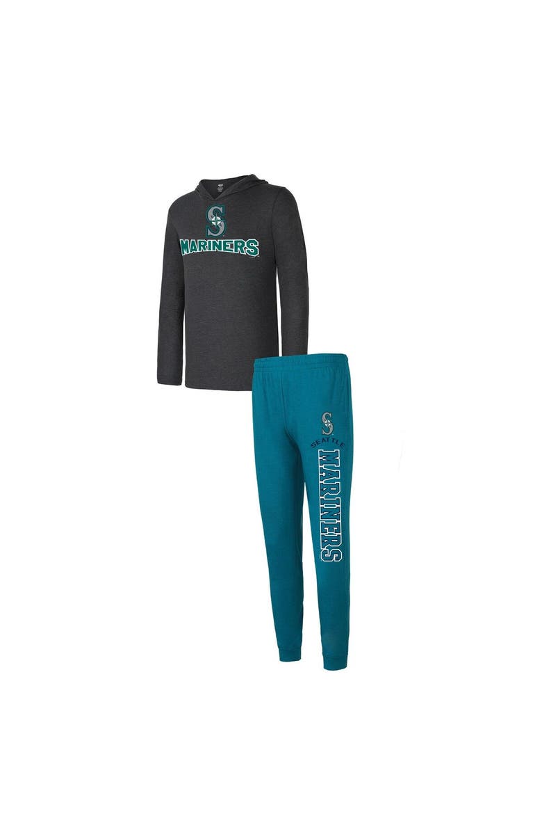 Men's Concepts Sport Heather Aqua/Heather Charcoal Seattle Mariners Meter Hoodie & Joggers Set, Main, color, Aqua