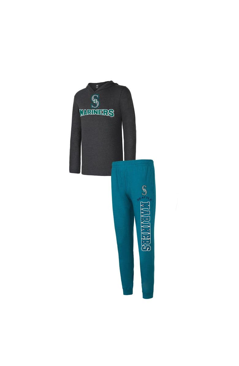 CONCEPTS SPORT Men's Concepts Sport Heather Aqua/Heather Charcoal Seattle Mariners Meter Hoodie & Joggers Set, Main, color, Aqua