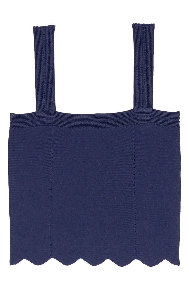 SANDRO Laya Scallop Trim Sleeveless Top, Main, color, Marine