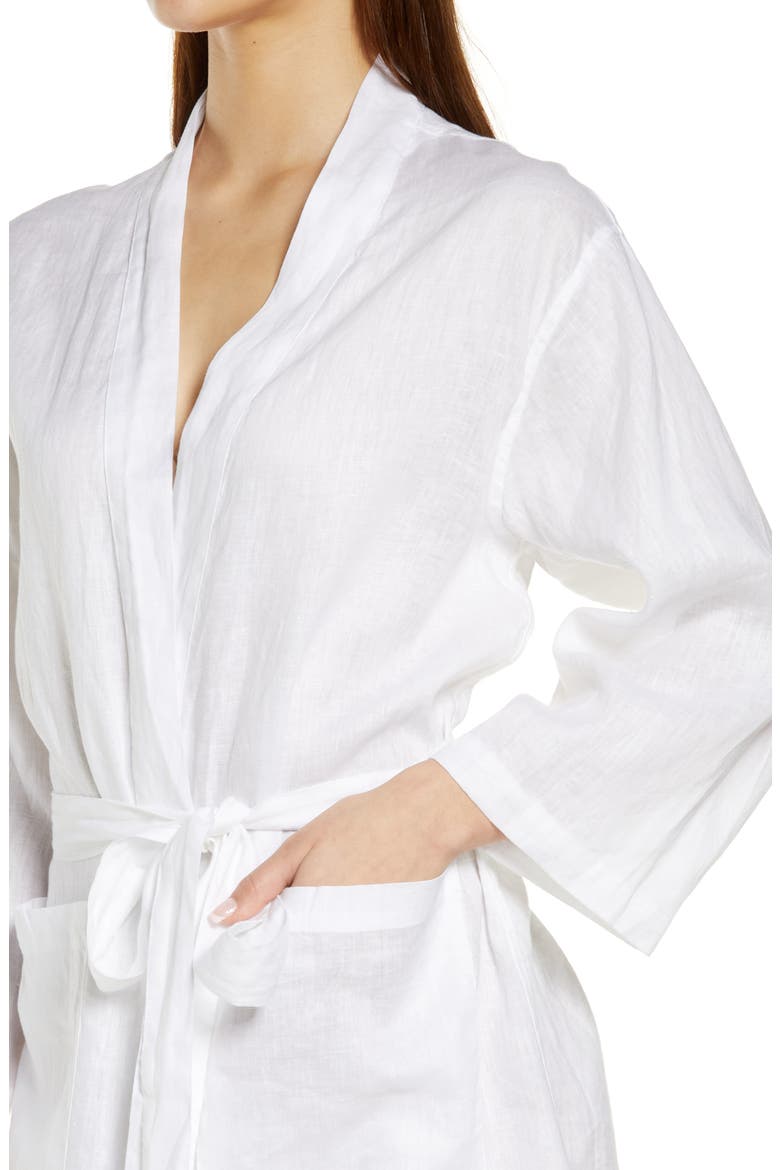 Stripe Linen Robe, Alternate, color, WHITE
