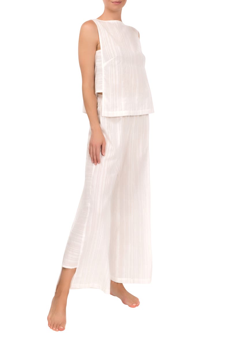 Piper Metallic Stripe Cotton Pajamas, Alternate, color, COCONUT SHIMMER