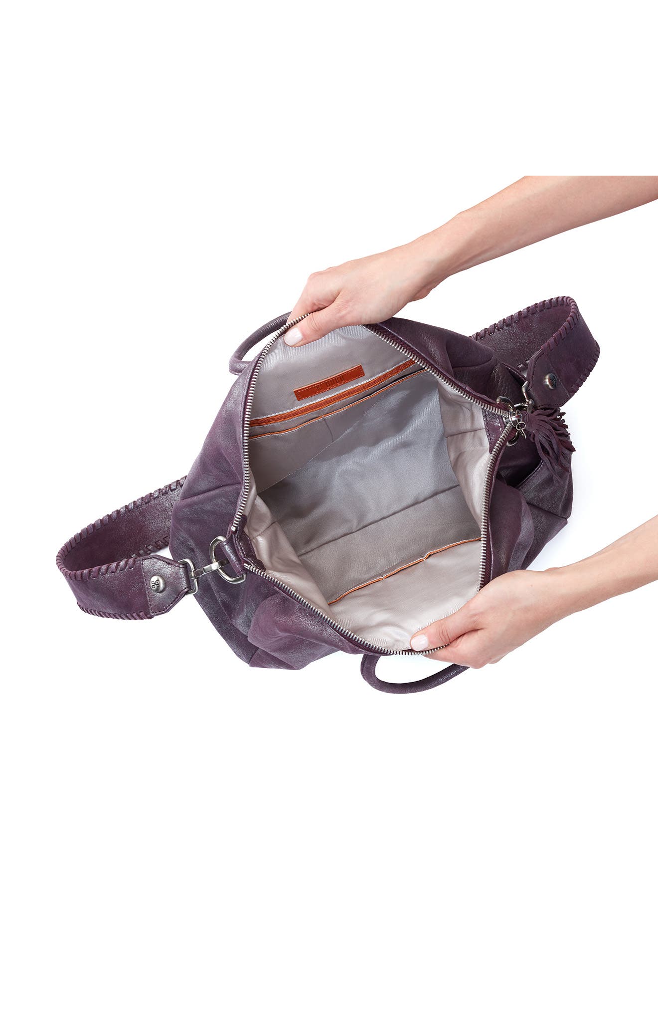 Sheila Large Satchel, Alternate, color, PLUM GRAPHITE