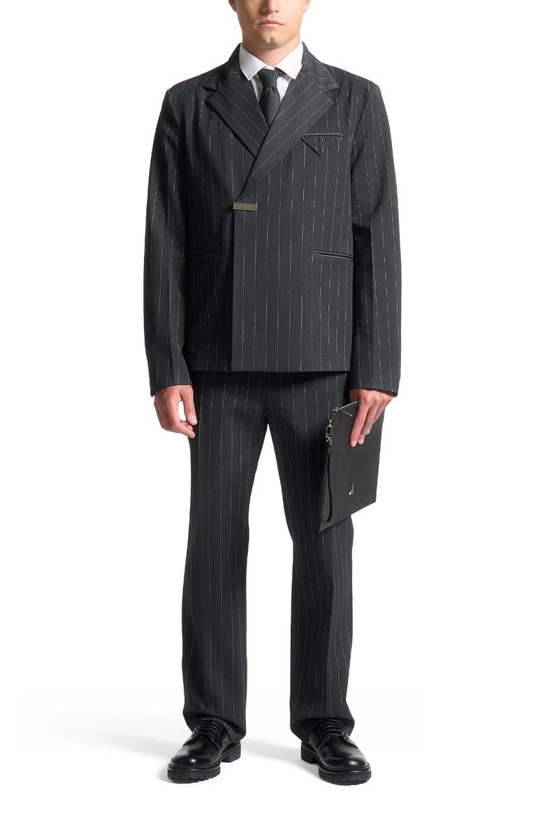 Gaston Double Breasted Pinstripe Suit Jacket, Alternate, color, Grey