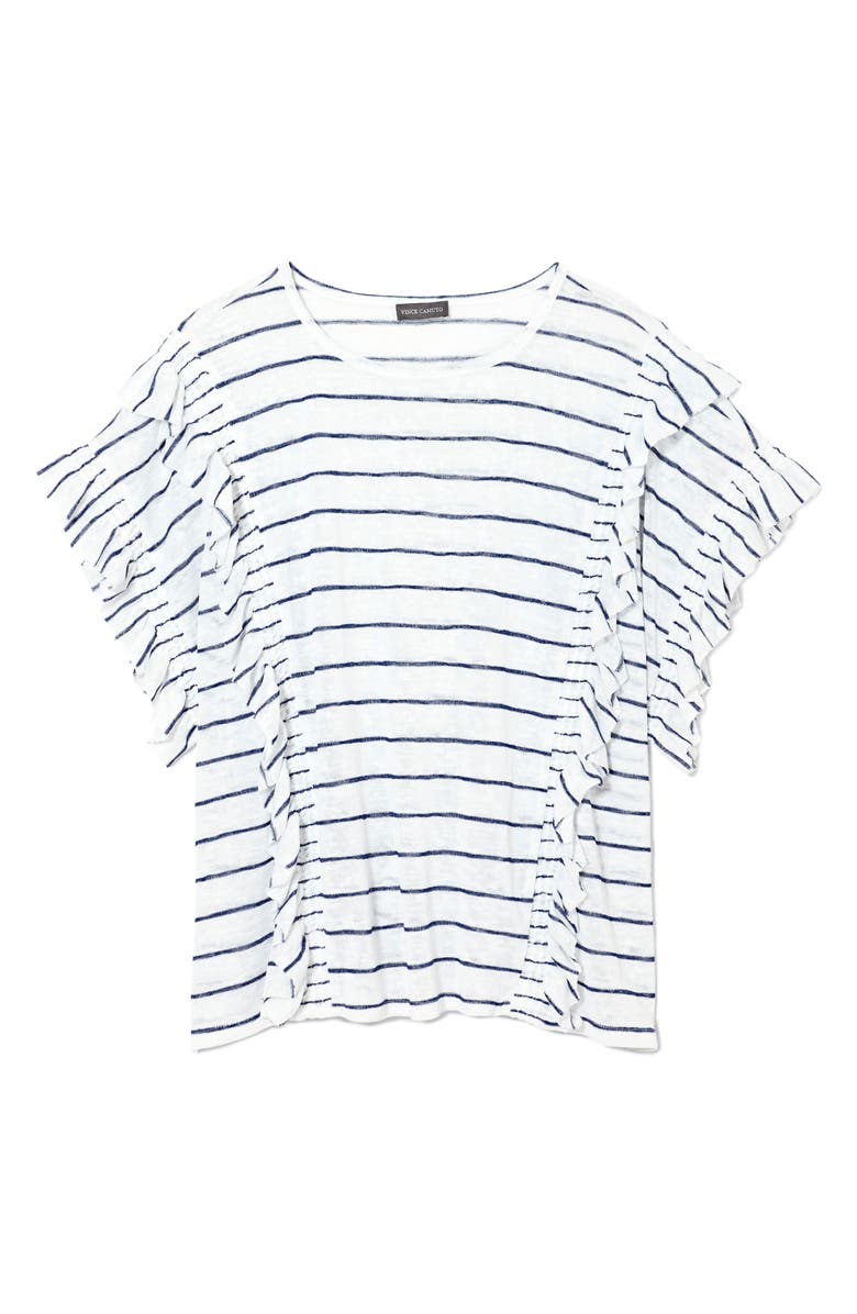 Vince Camuto Ruffle Sleeve Stripe Top, Alternate, color, 