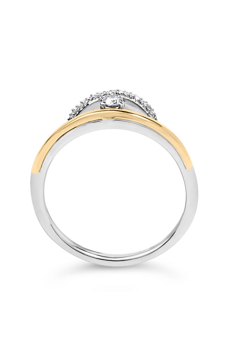 14K Yellow Gold Plated Sterling Silver 1/10 Cttw Diamond Arc Ring, Alternate, color, Yellow Gold over Silver