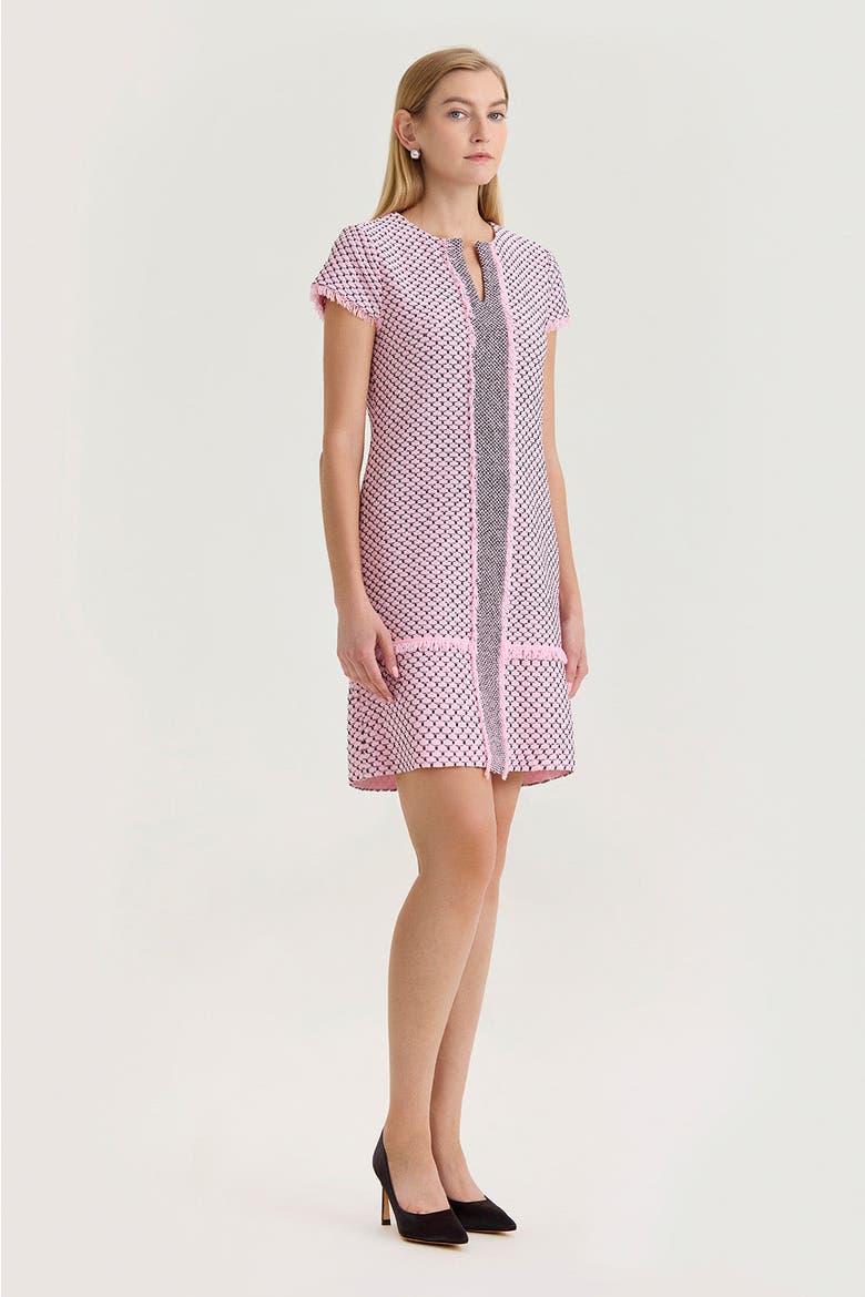 Family Savvy Shell Stitch Knit Sheath Dress, Alternate, color, Perfect Pink/Black