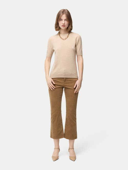 Gobi Mongolian Cashmere Crew Neck Cashmere Top In Beige