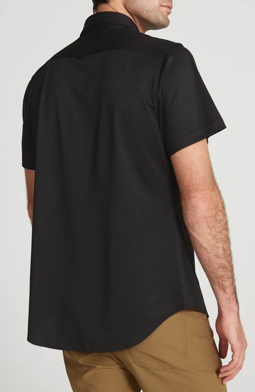 7 Diamonds Owen Solid Short Sleeve Performance Button-up Shirt In Black