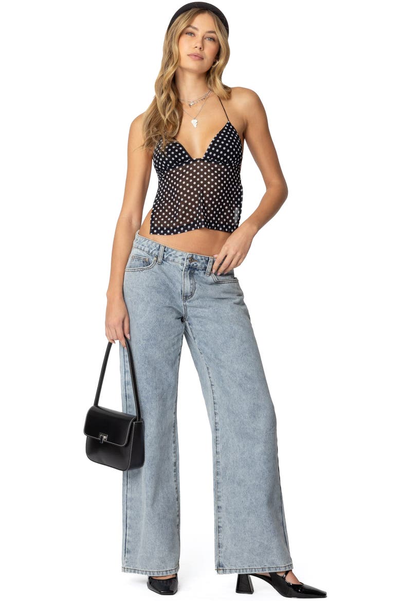 Dot Chiffon Halter Top, Alternate, color, BLACK-AND-WHITE