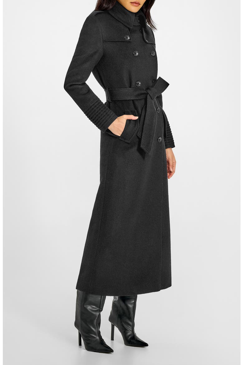 Baby Alpaca Maxi Trench Coat, Alternate, color, BLACK