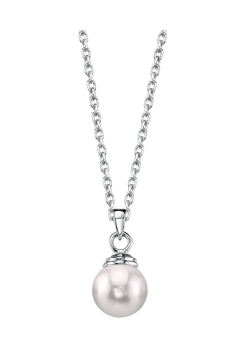 14K Gold Japanese Akoya Pearl Hope Pendant, Main, color, White Gold