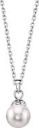 The Pearl Source 14K Gold Japanese Akoya Pearl Hope Pendant