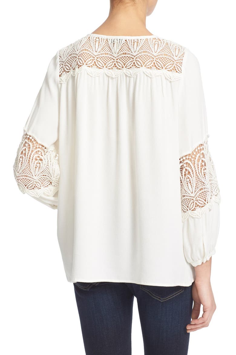 'Coastal' Lace Inset Blouse, Alternate, color, PORCELAIN