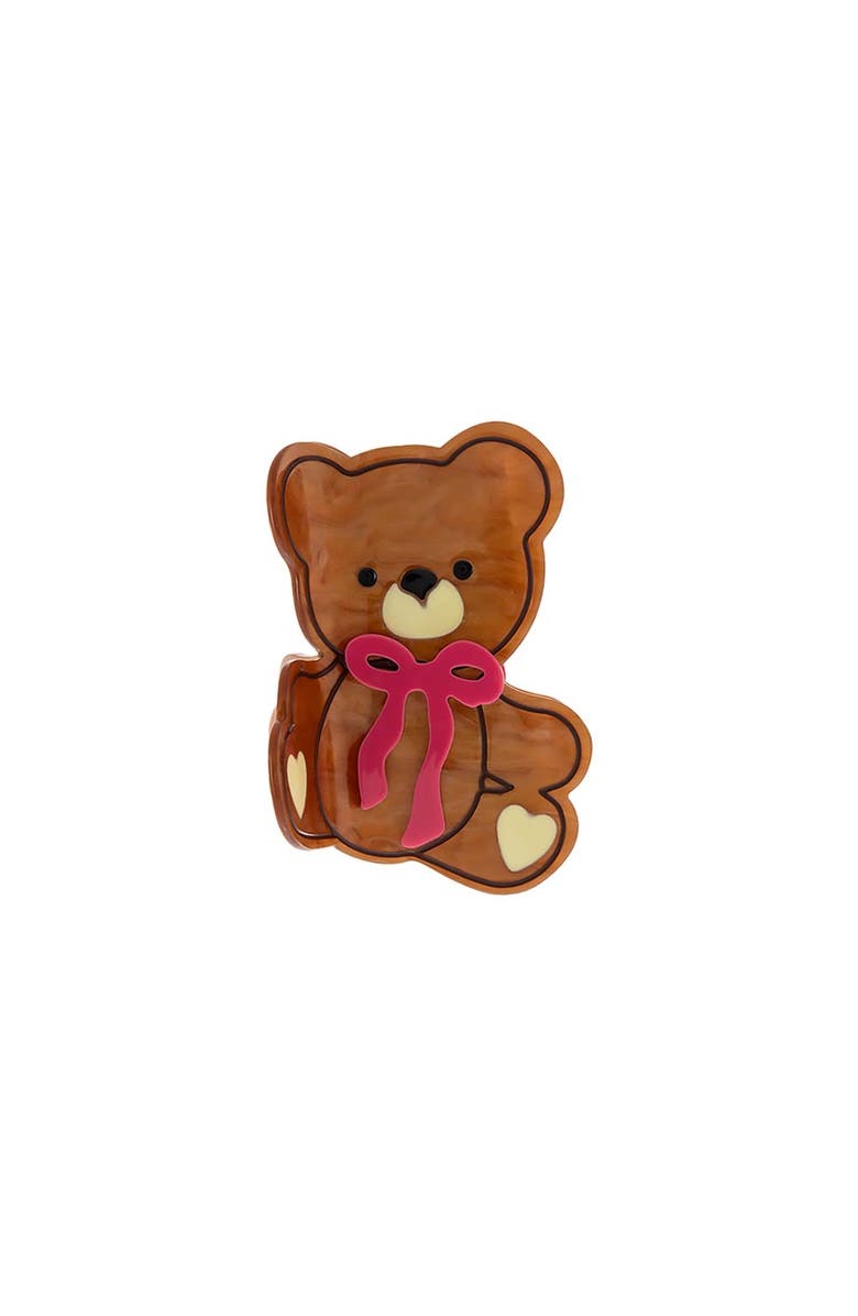 BY ADINA EDEN Honey Bear Bow Claw Clip, Main, color, Pink/Brown