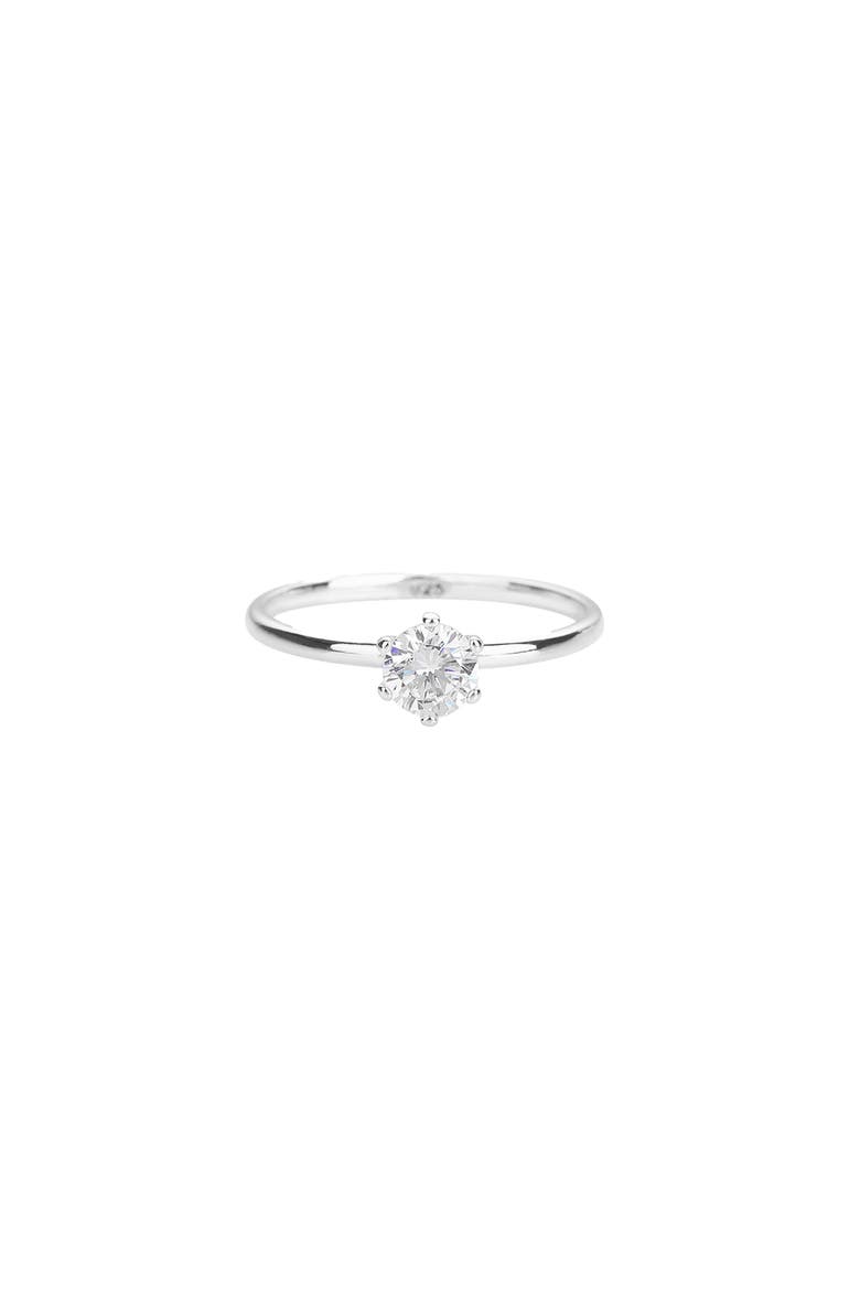 Sterling Silver 18k Gold Plated Izzie Ring Dainty Minimalist Sparkle, Main, color, Silver