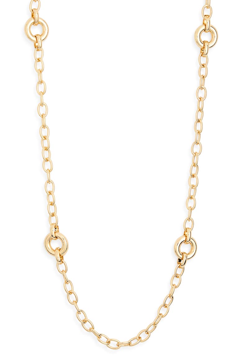 Station Chain Long Necklace, Main, color, GOLD