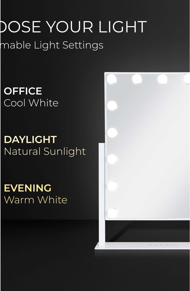 Zadro Medium Vertical Hollywood Makeup Mirror with Lights, Alternate, color, White