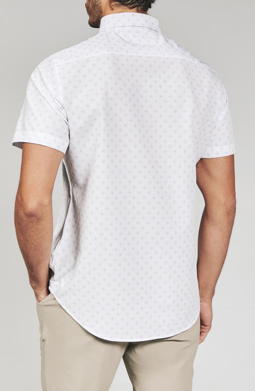 7 Diamonds Kanan Diamond Print Short Sleeve Stretch Seersucker Button-up Shirt In White