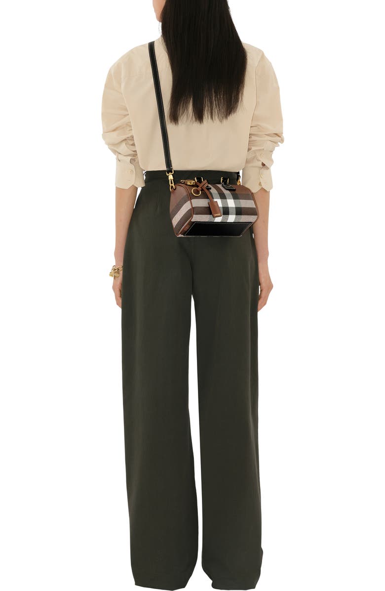 Burberry Mini Check Bowling Bag, Alternate, color, Dark Birch Brown