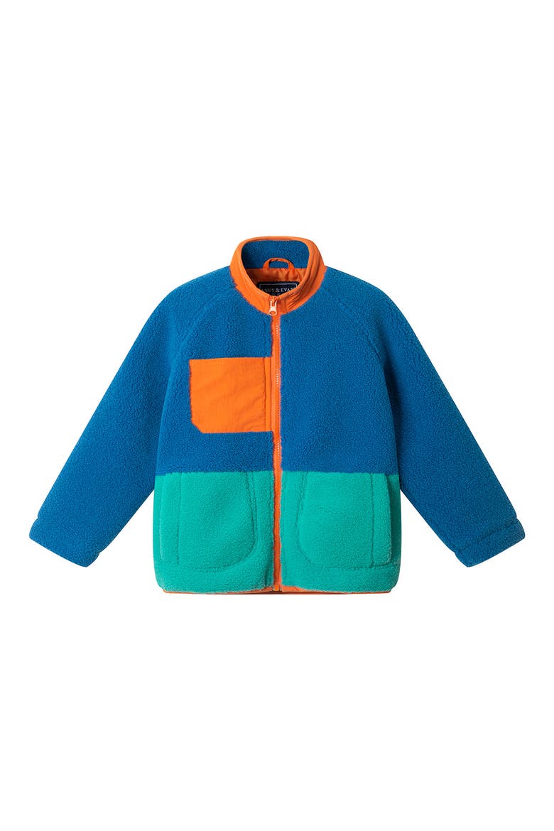 Kids' Colorblock Faux Shearling Jacket, Main, color, BLUE