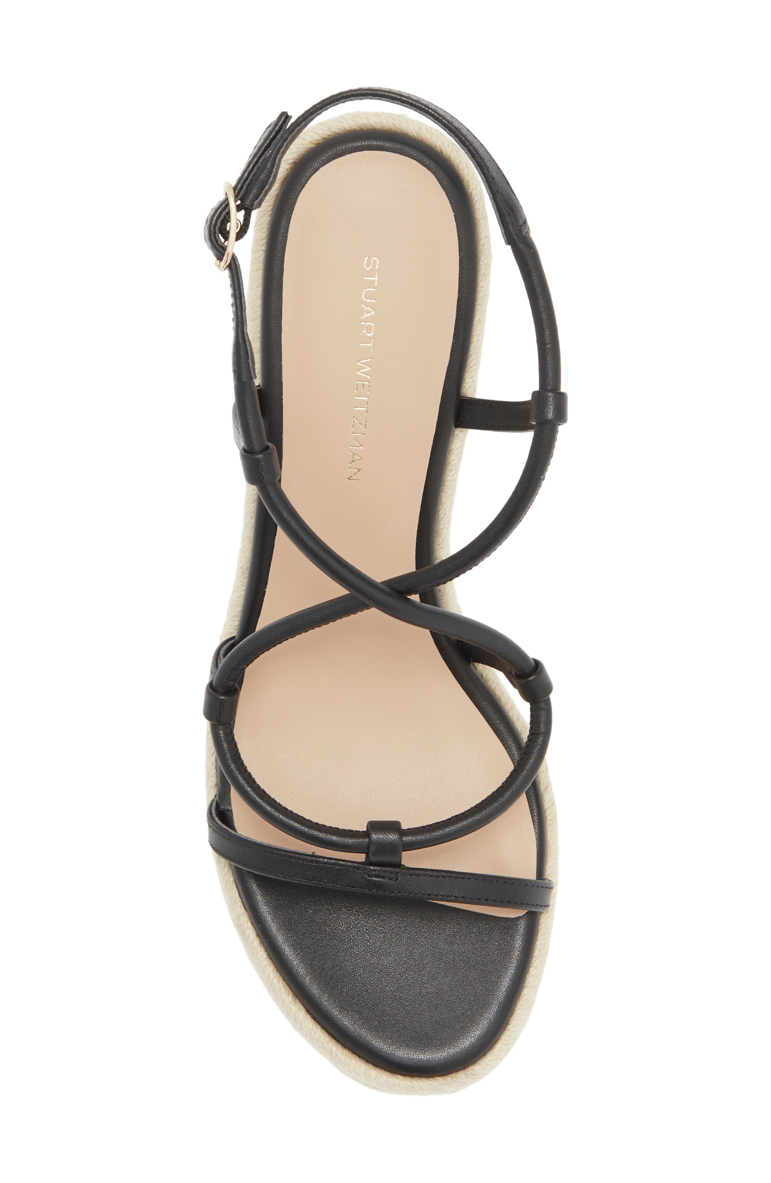 Stuart Weitzman Nilla Espadrille Platform Wedge Sandal, Alternate, color, Black