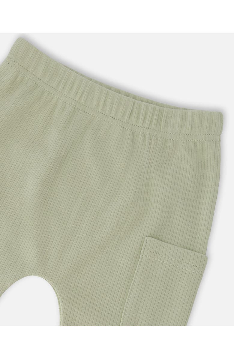 Deux par Deux Organic Cotton Jersey T-Shirt and Cotton Rib Zebra Print Pants Set, Alternate, color, Beige Zebra Print & Sage Green