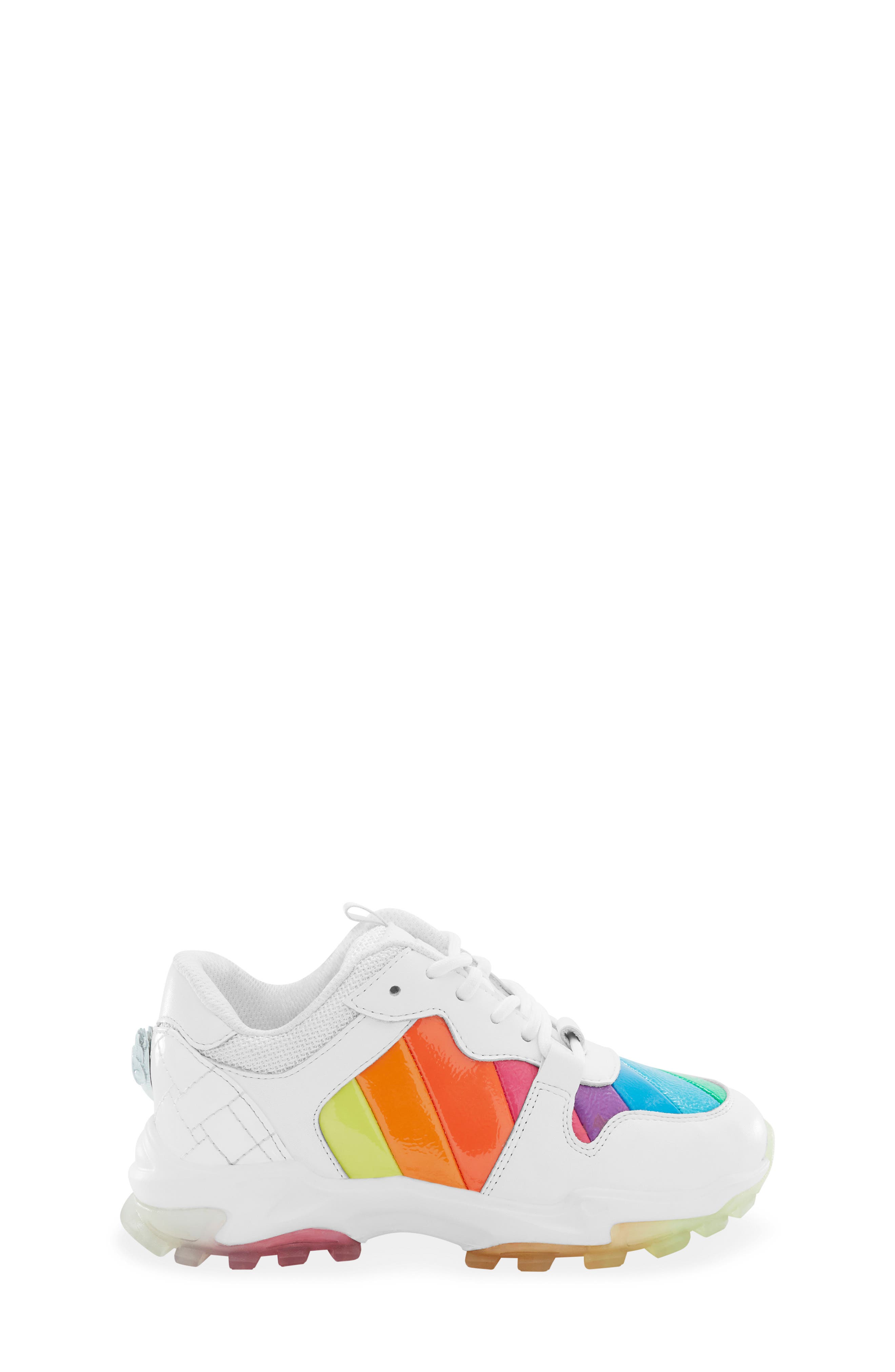 Kurt Geiger London Kids' Mini Lettie Eagle Rainbow Sneaker, Alternate, color, White Multi