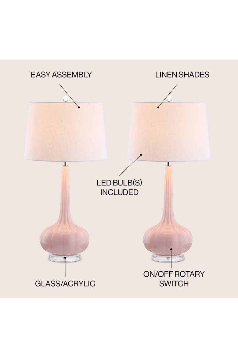 Bette 28.5" Glass Teardrop LED Table Lamp, Alternate, color, Pink