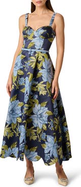 Aidan Mattox Floral Jacquard Party Dress