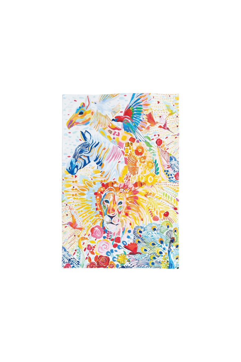Animal Kingdom Printed Kitchen Towel, Main, color, Yellow