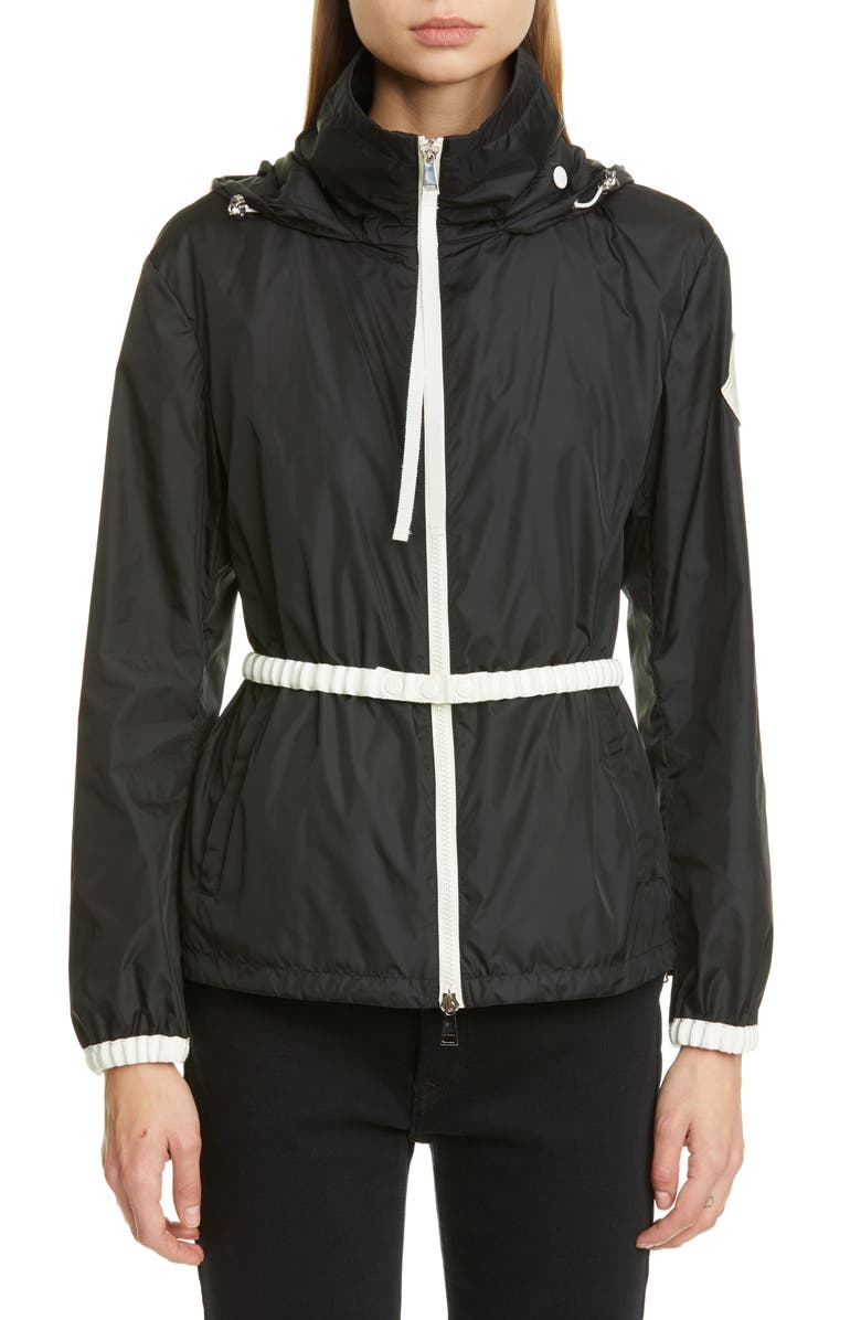 Moncler Belted Hooded Logo Jacket, Main, color,